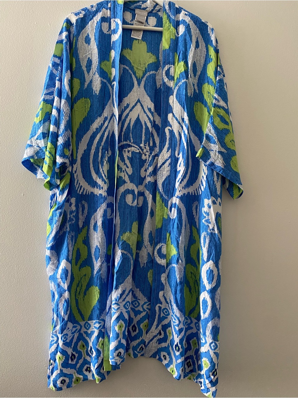 Chico’s women’s Blue & Lime Abstract Print Beach tunic size XXS/XS